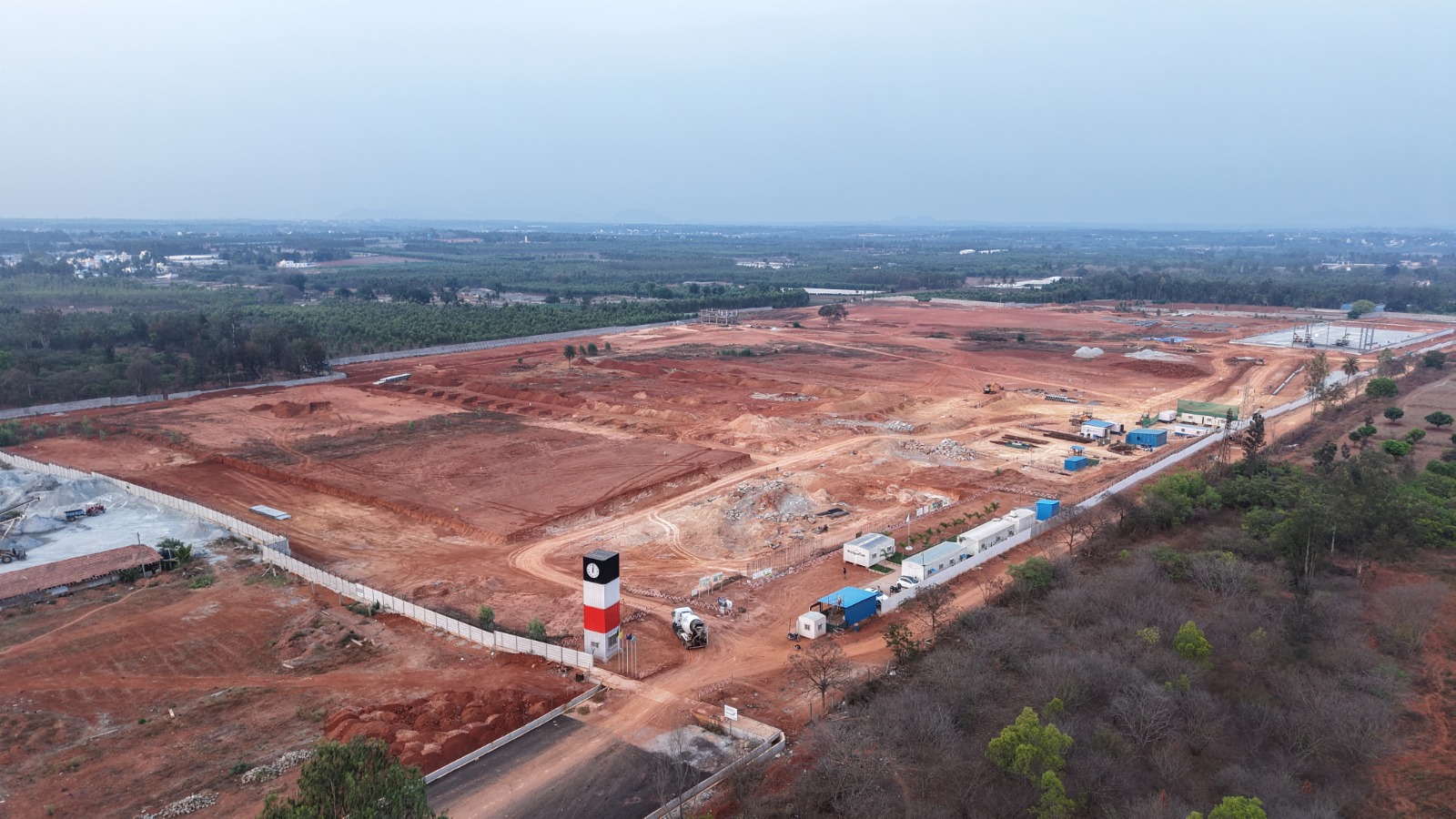 Aerial Site Overview with Entry Gate